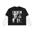 T-Shirt aus Baumwolle mit geschichteten Kontrastärmeln