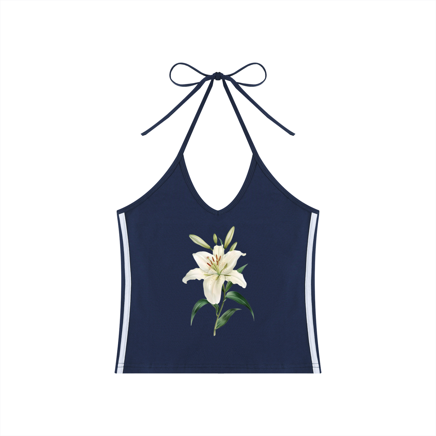 Women's Color Block Halter Crop Tank Top