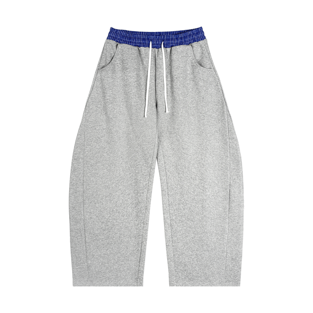 Karierte Barrel-Sweatpants mit Spinnen-Taillenbund