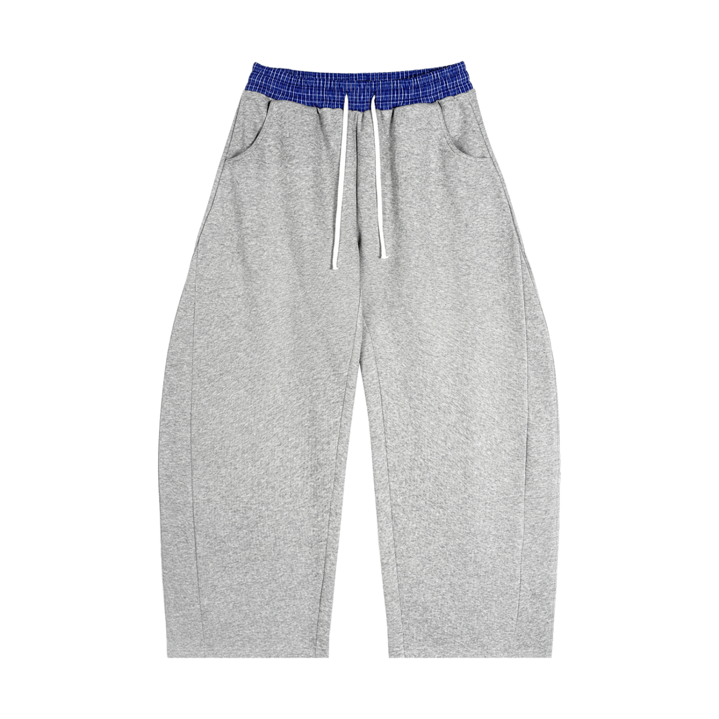 Karierte Barrel-Sweatpants mit Spinnen-Taillenbund