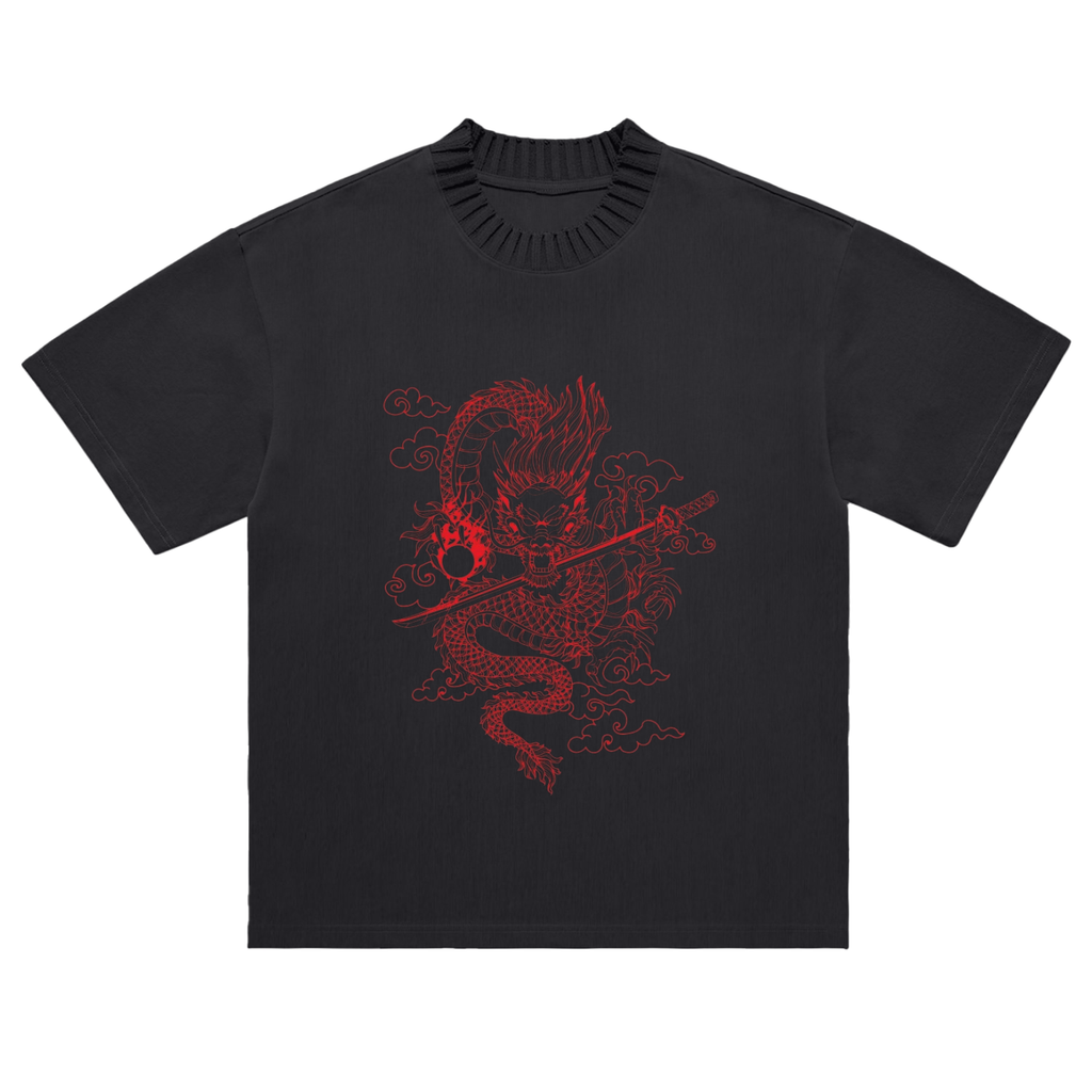 Schweres, gestricktes Rundhals-T-Shirt