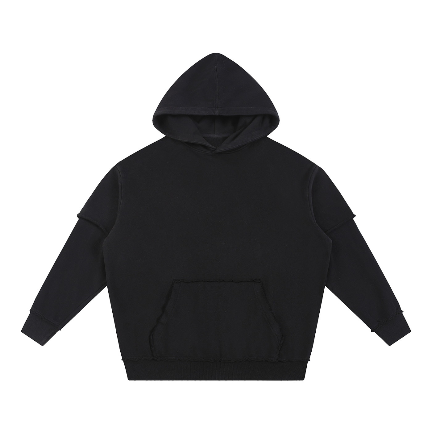 Snow Washed Raw Edge zweilagiger Hoodie