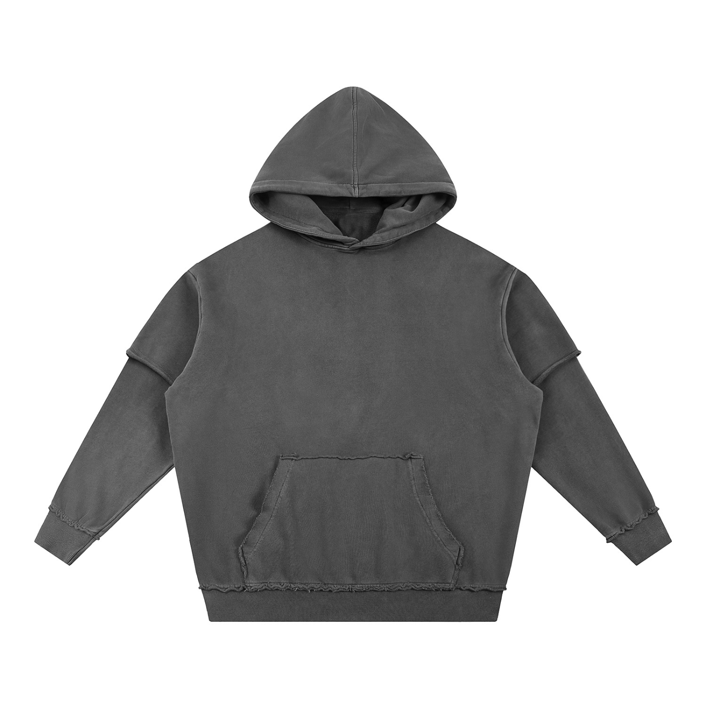 Snow Washed Raw Edge zweilagiger Hoodie
