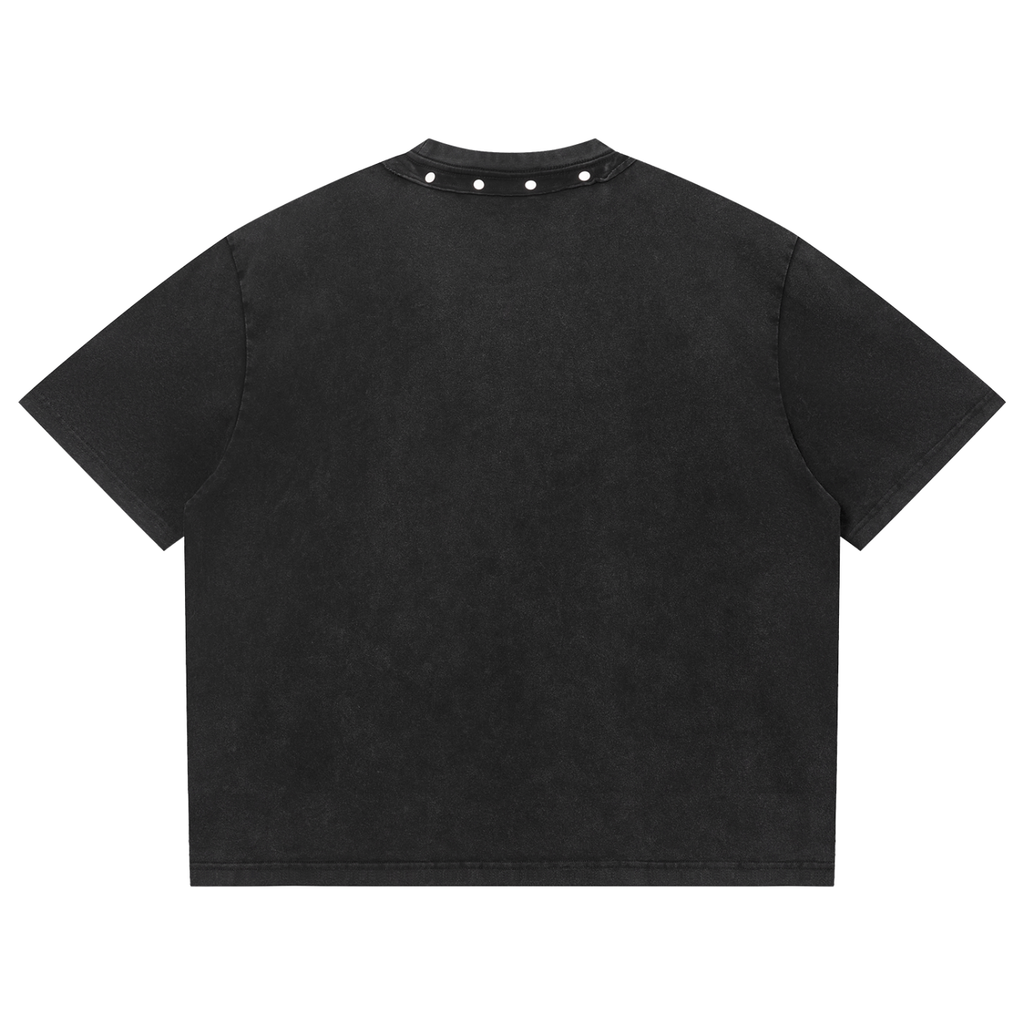 Unisex Boxy Oversized Nieten T-Shirt aus gewaschener Baumwolle