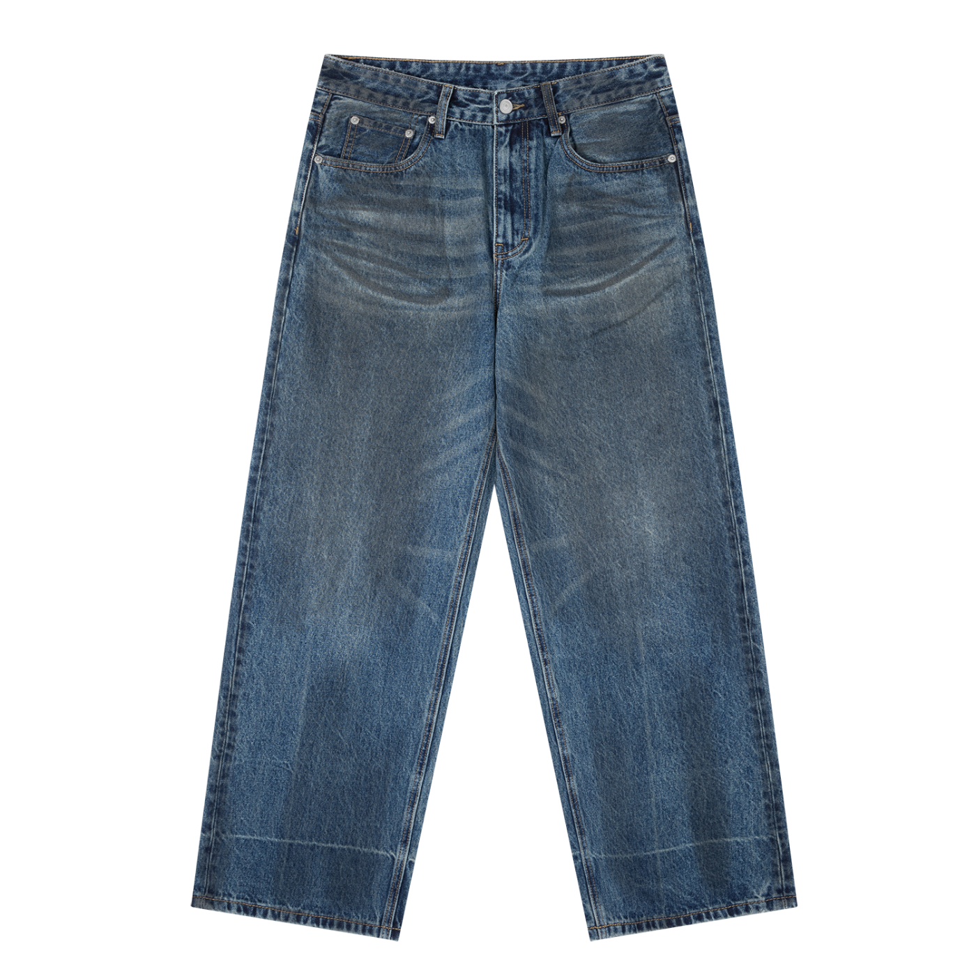 Vintage Wash Baggy Jeans aus Denim