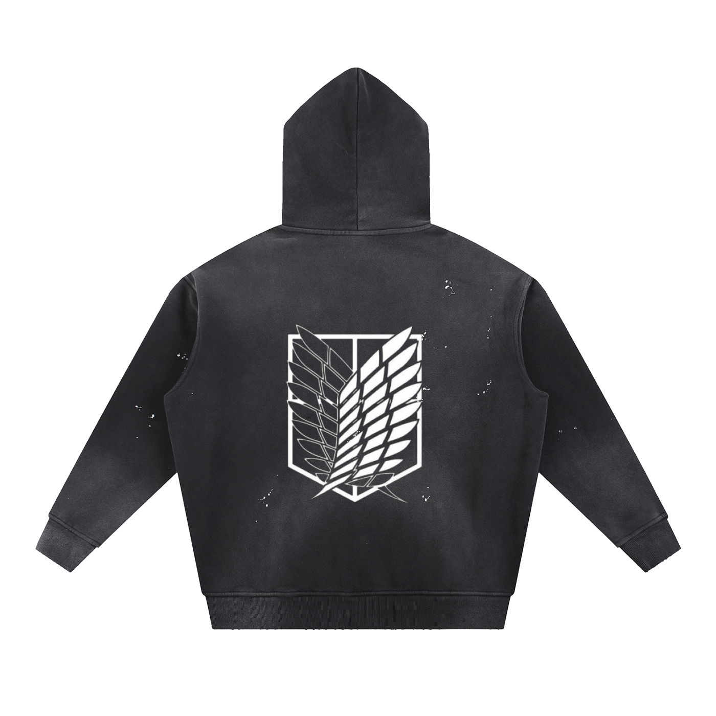 Vintage Hoodie aus angerautem Fleece mit ausgefransten Kanten