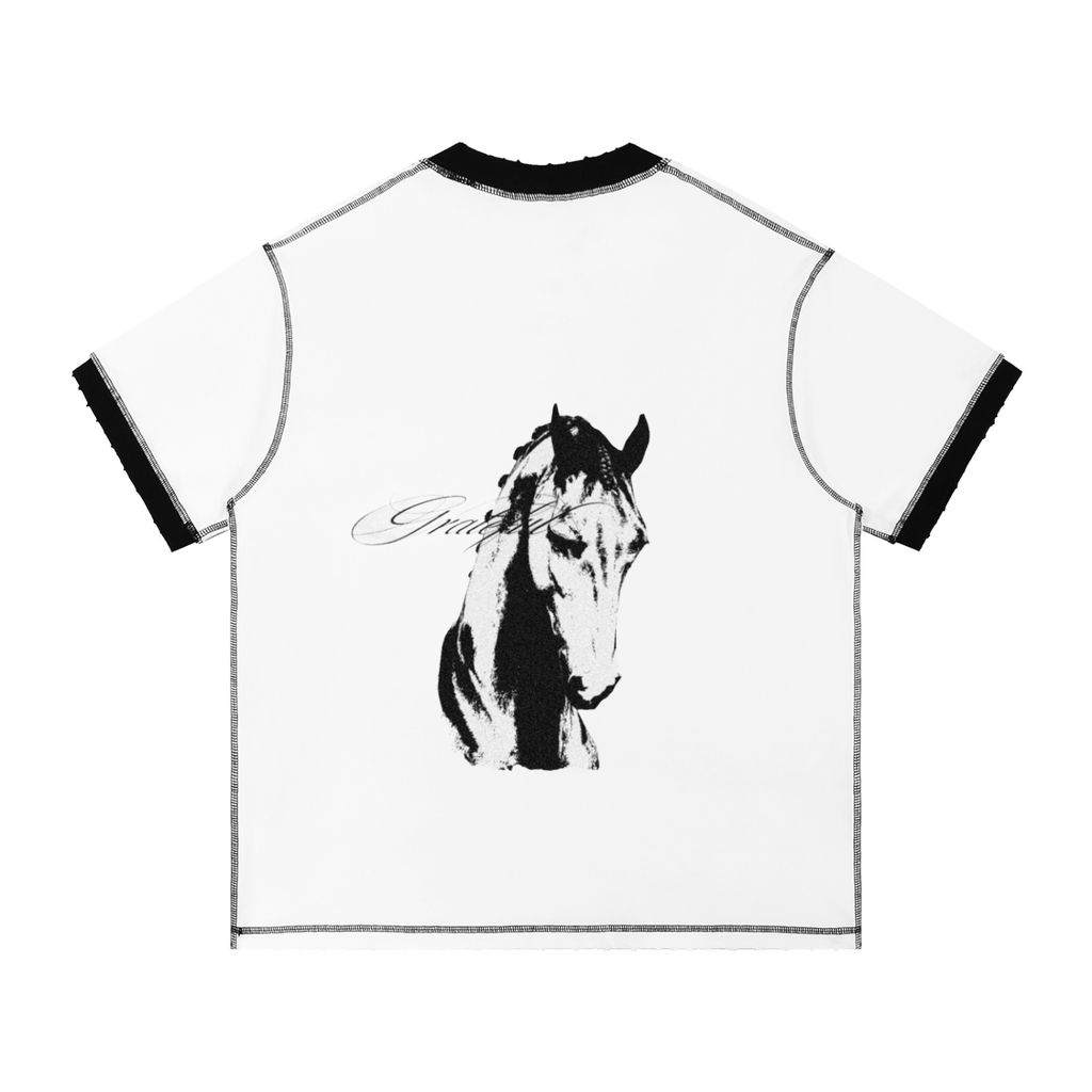 T-Shirt aus Baumwolle mit Kontrastnähten