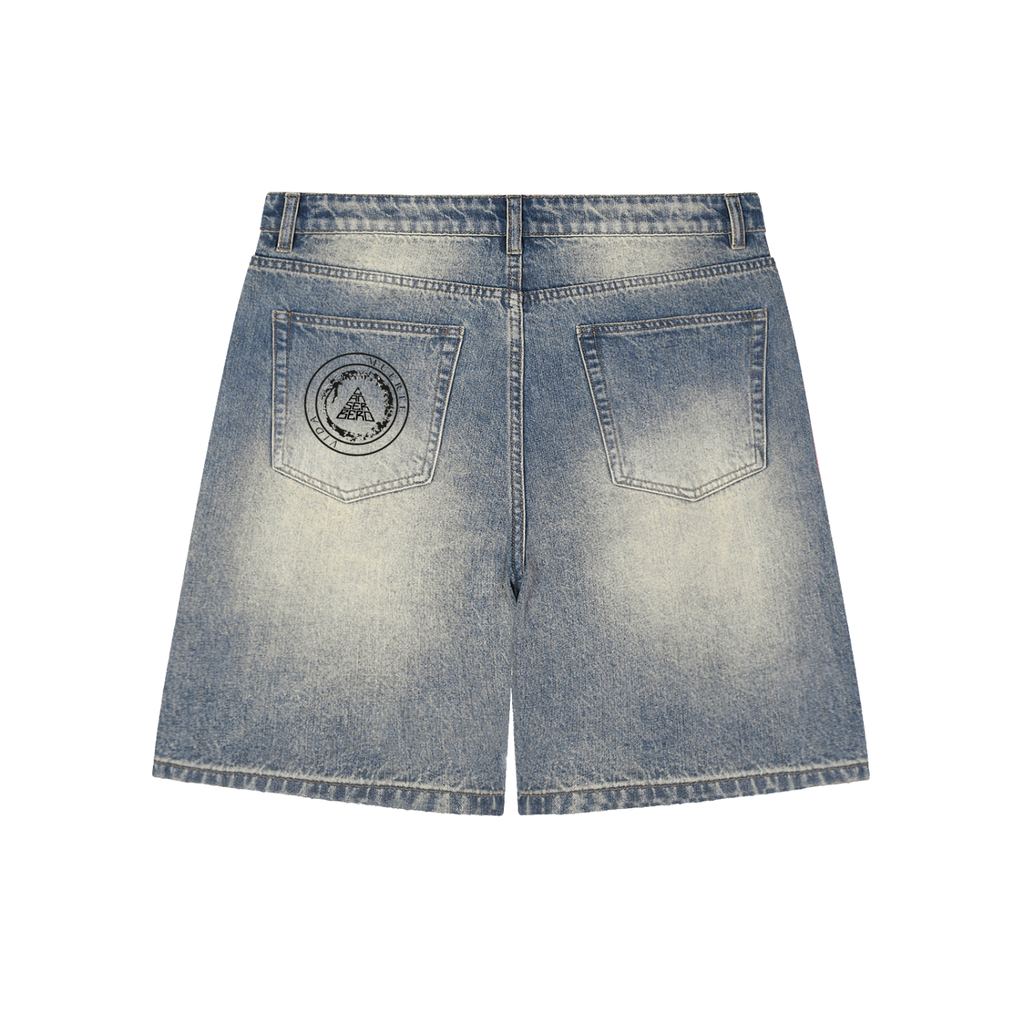 Faded Distressed Baggy Denim Shorts