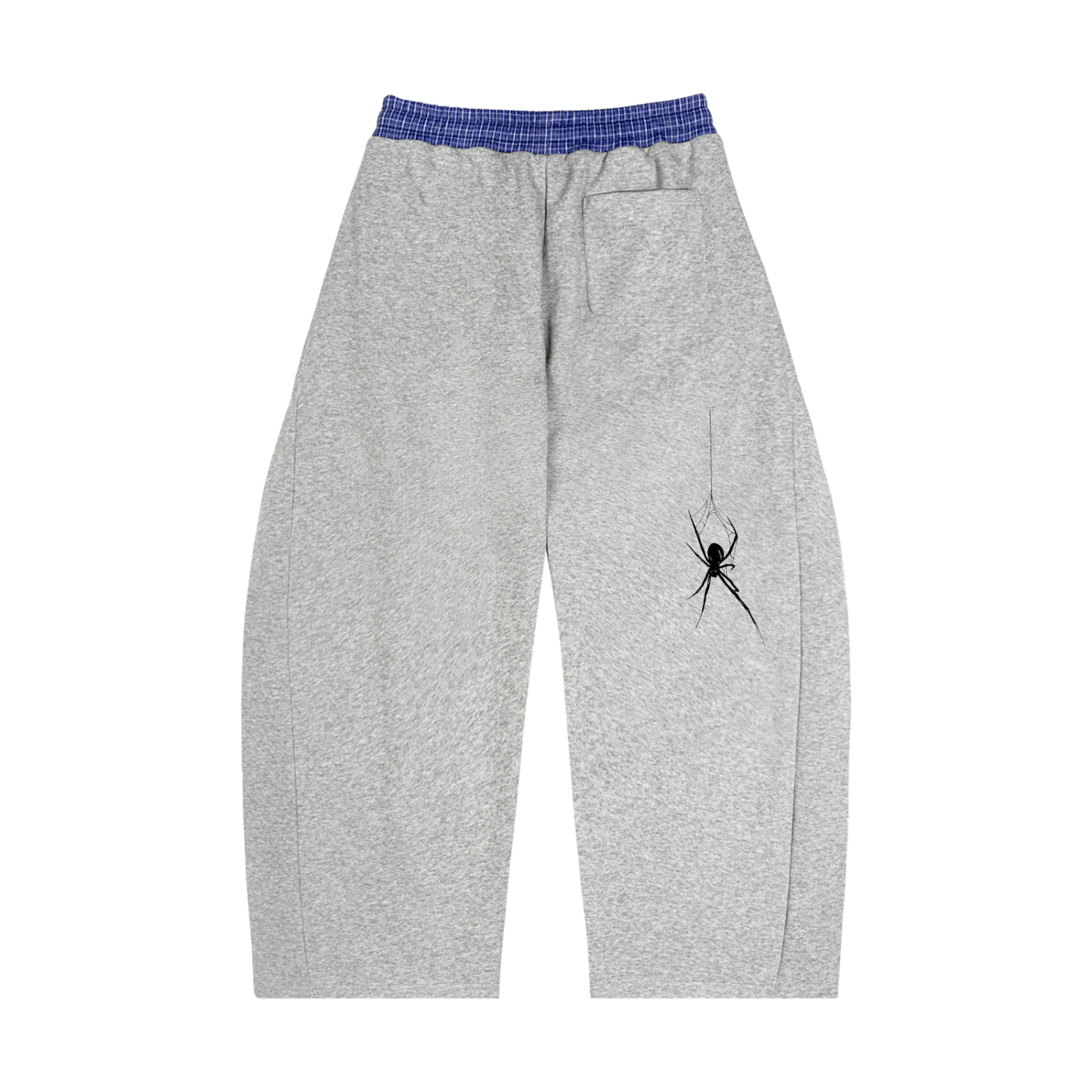 Karierte Barrel-Sweatpants mit Spinnen-Taillenbund