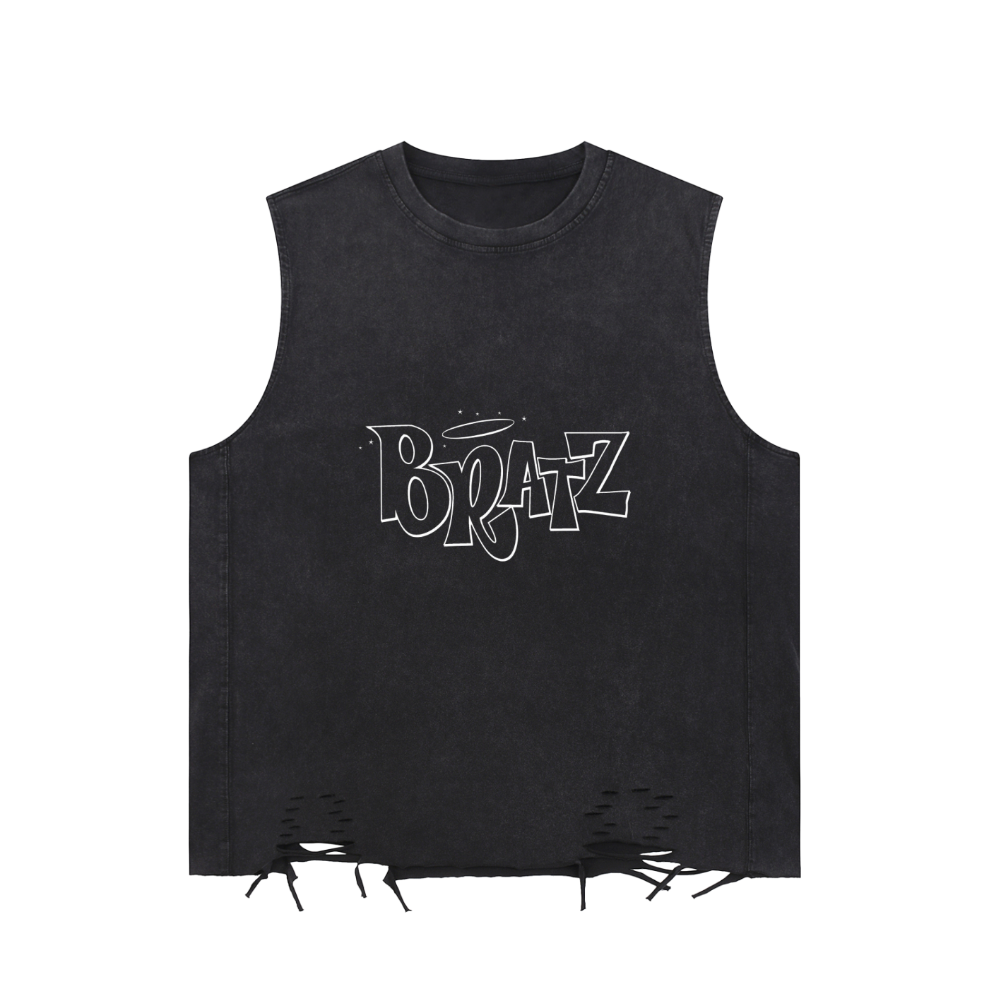 Snow-washed Tanktop mit offenen Kanten