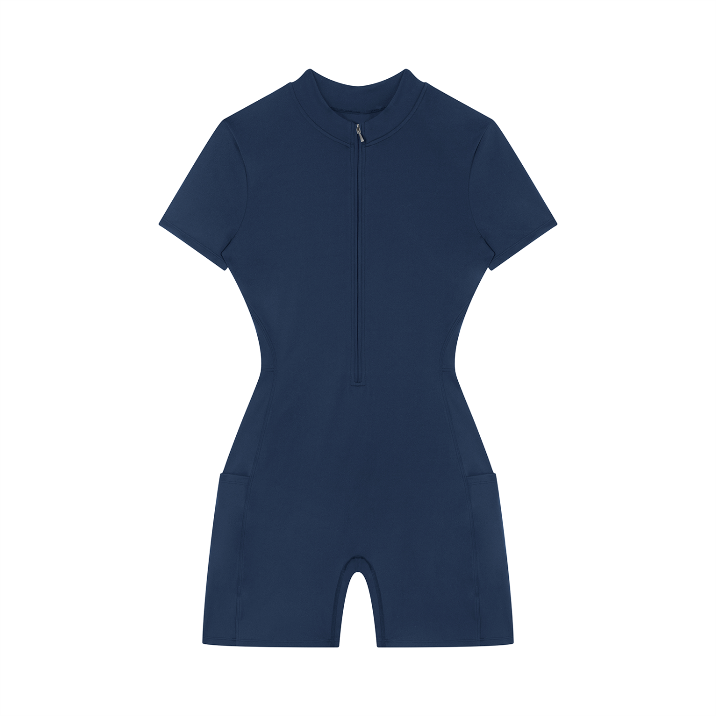 Damen-Overall mit halbem Reißverschluss und kurzen Ärmeln