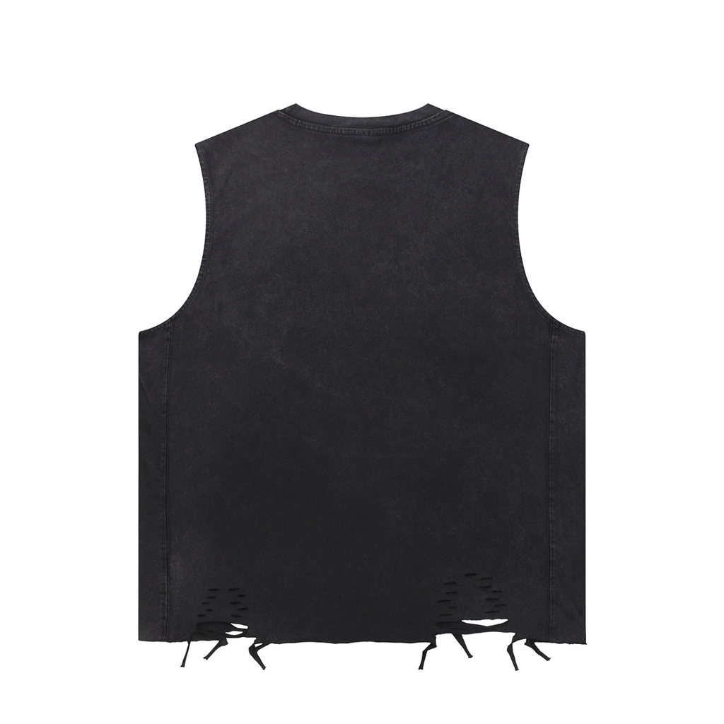 Snow-washed Tanktop mit offenen Kanten