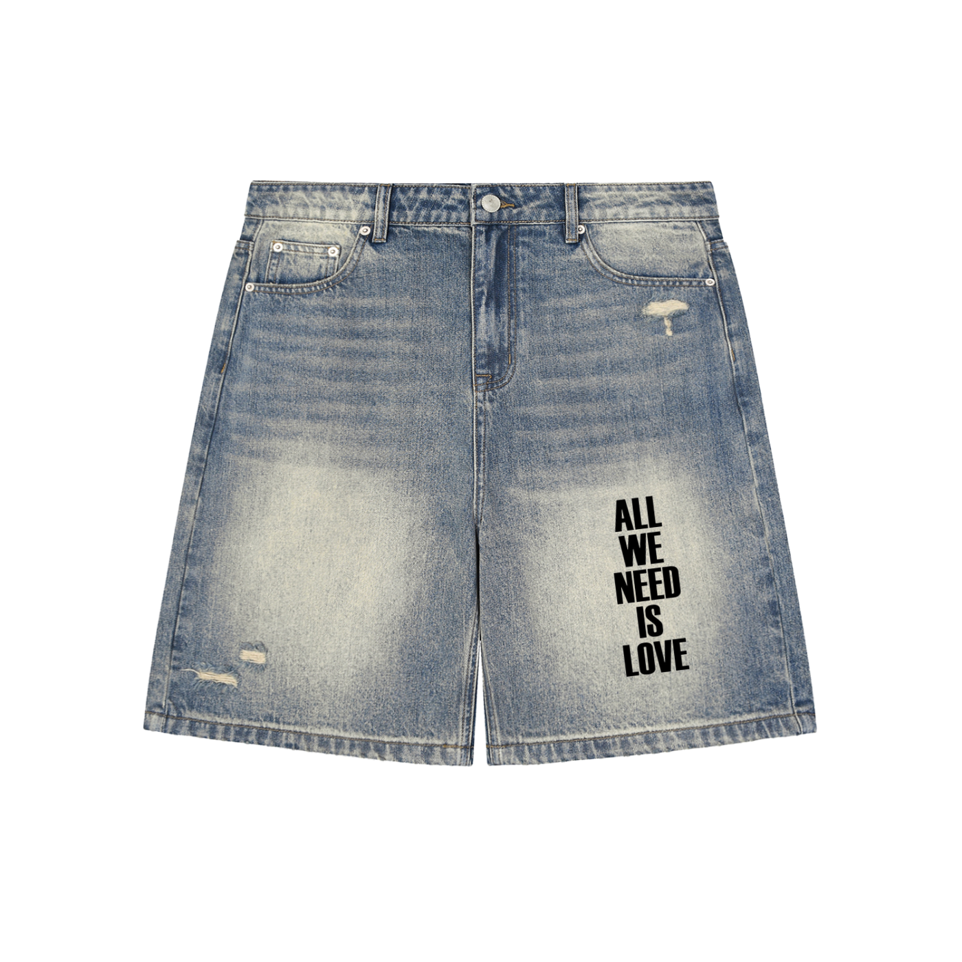 Faded Distressed Baggy Denim Shorts