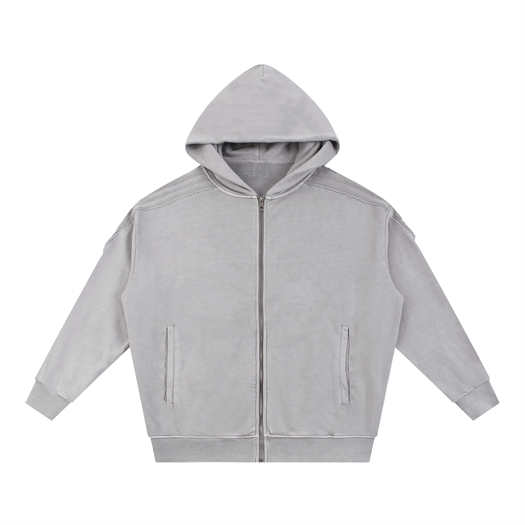 Cross Cybersigilism Snow Washed Tape Raw Edge Reißverschluss-Kapuzenpullover