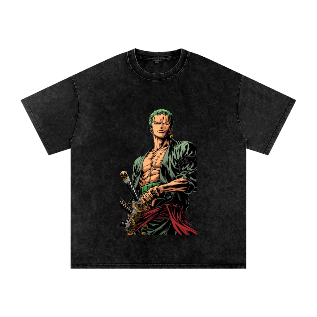 Snow Washed Oversized Cotton T-Shirt -Zoro