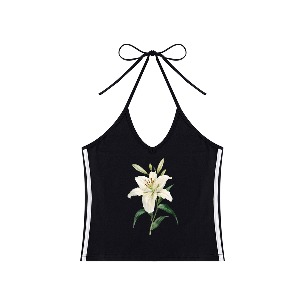 Women's Color Block Halter Crop Tank Top