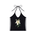 Women's Color Block Halter Crop Tank Top