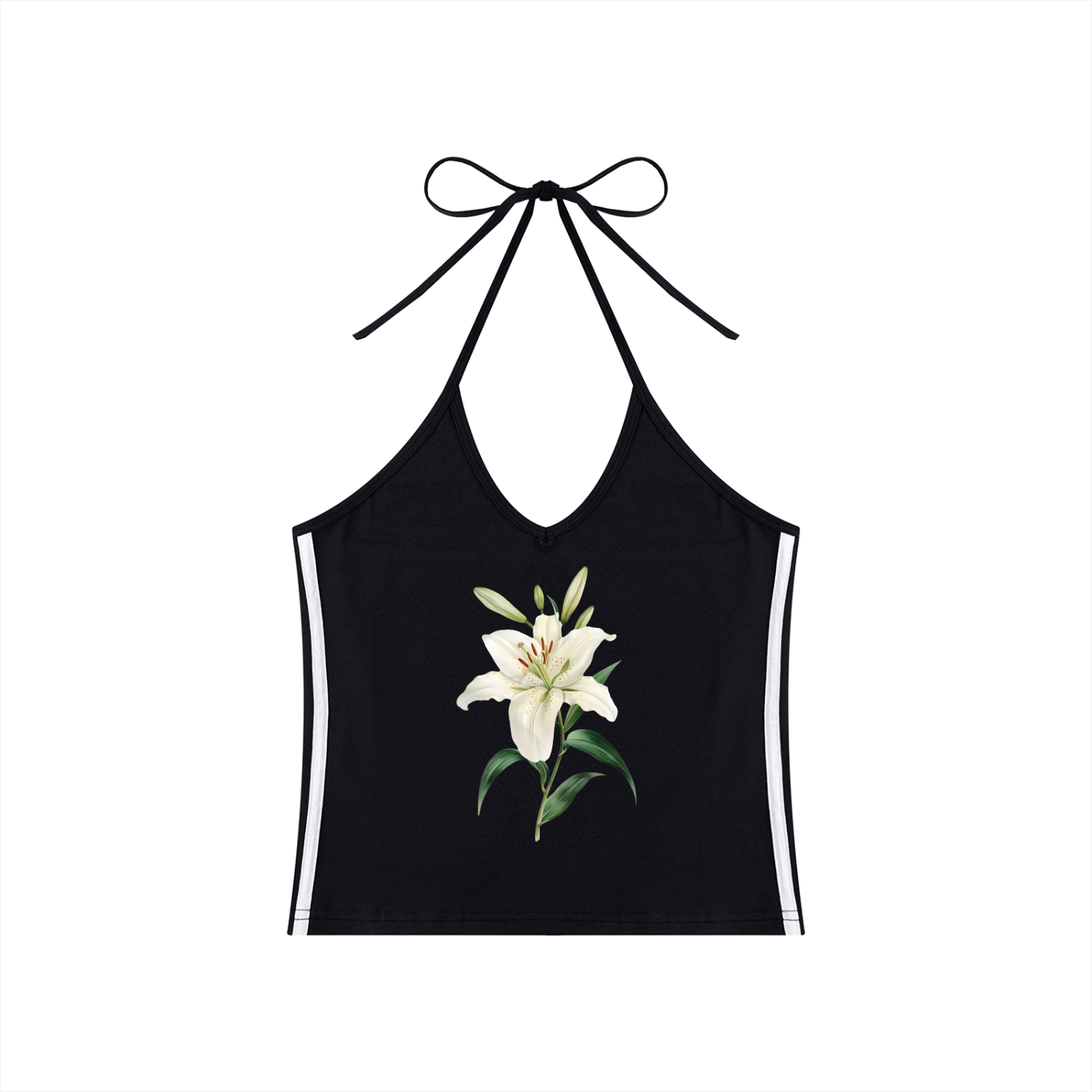 Women's Color Block Halter Crop Tank Top
