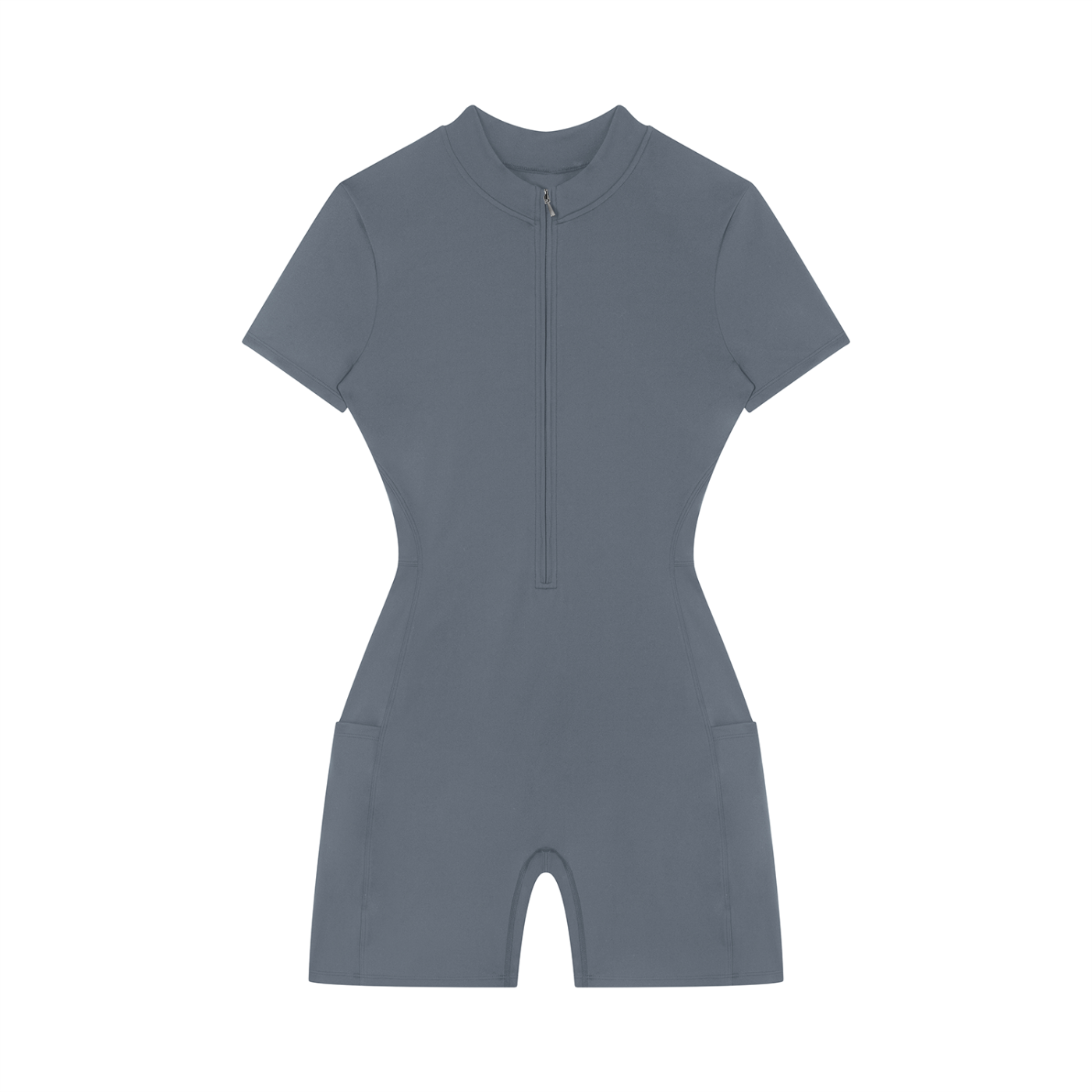 Damen-Overall mit halbem Reißverschluss und kurzen Ärmeln