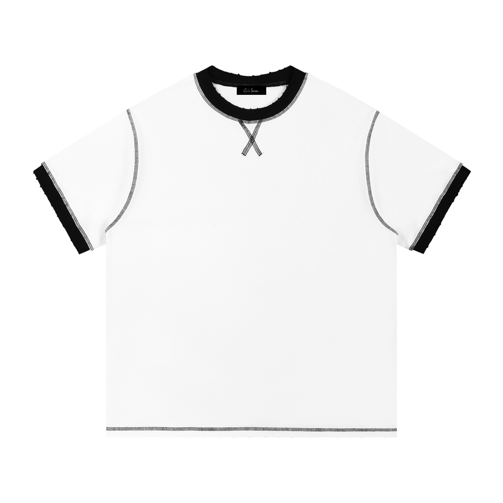 T-Shirt aus Baumwolle mit Kontrastnähten