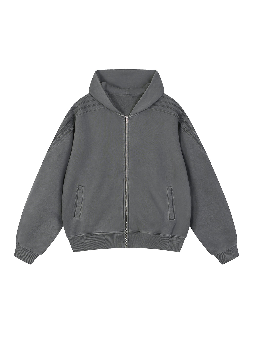 Cross Cybersigilism Snow Washed Tape Raw Edge Reißverschluss-Kapuzenpullover