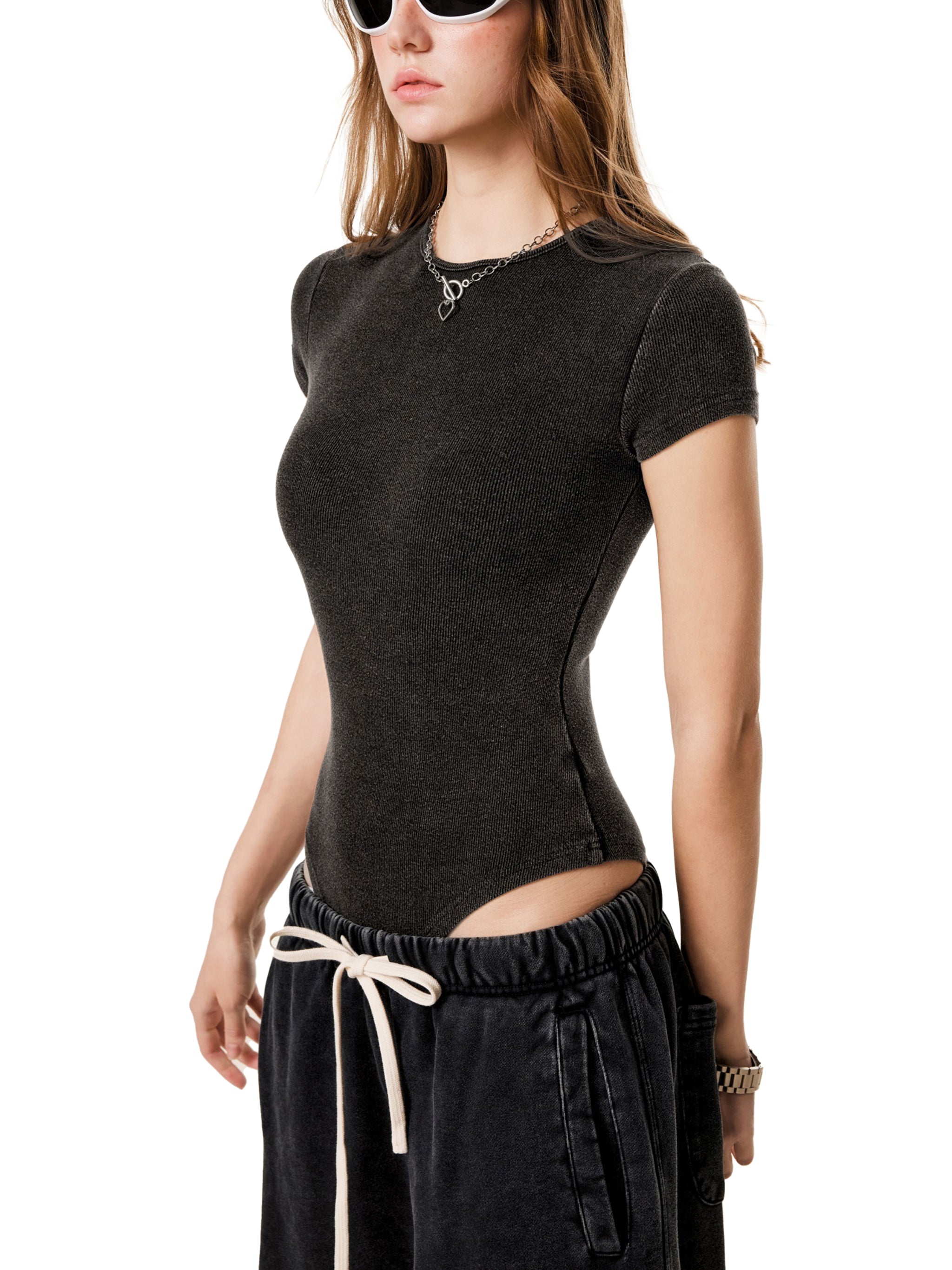 Mineral-Waschung Crewneck-Body für Damen