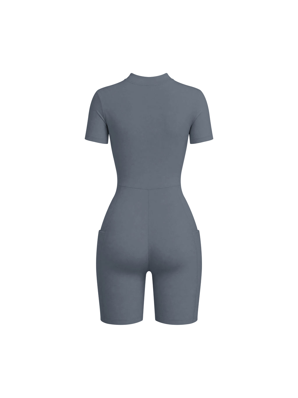 Damen-Overall mit halbem Reißverschluss und kurzen Ärmeln