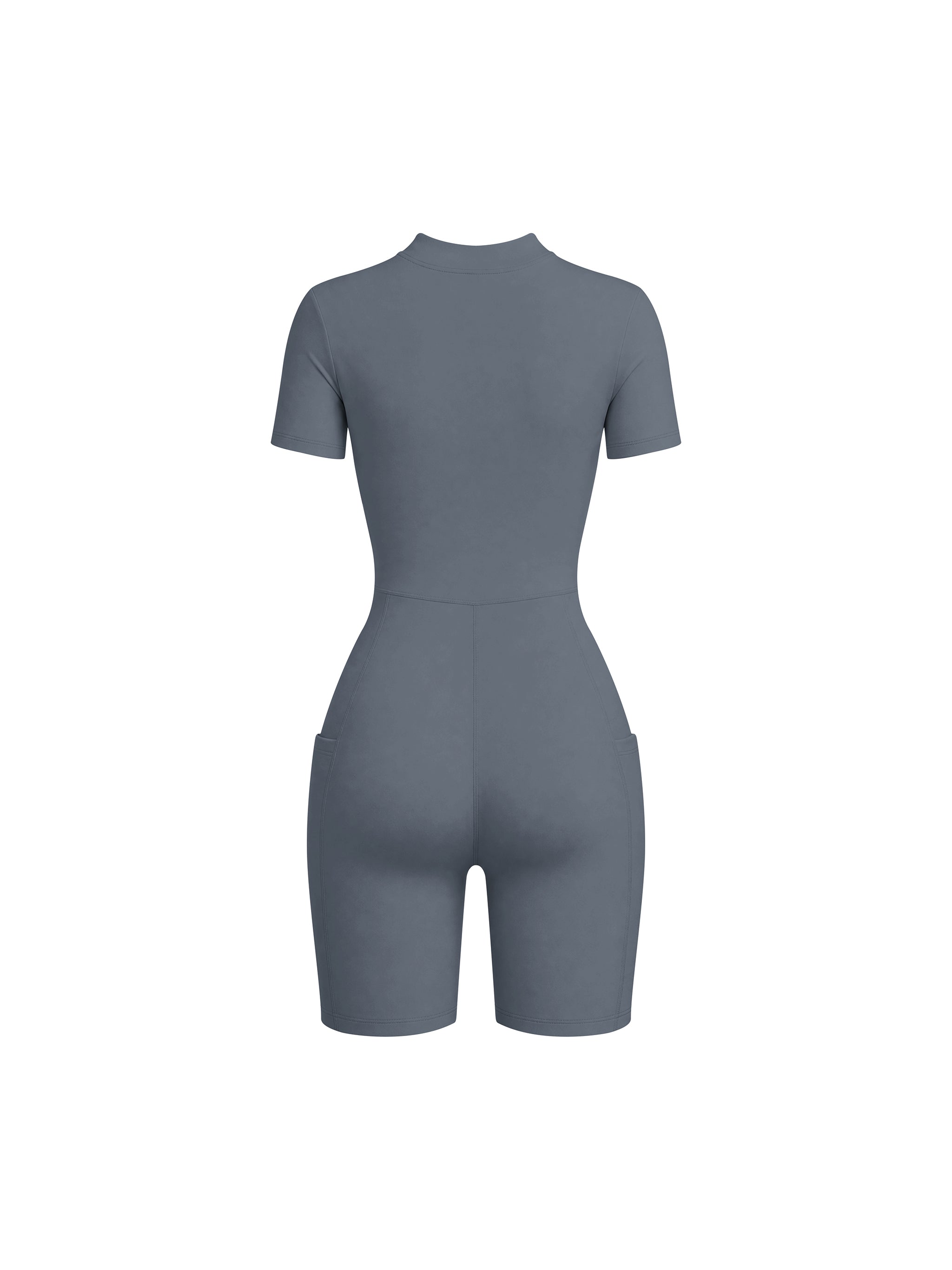 Damen-Overall mit halbem Reißverschluss und kurzen Ärmeln